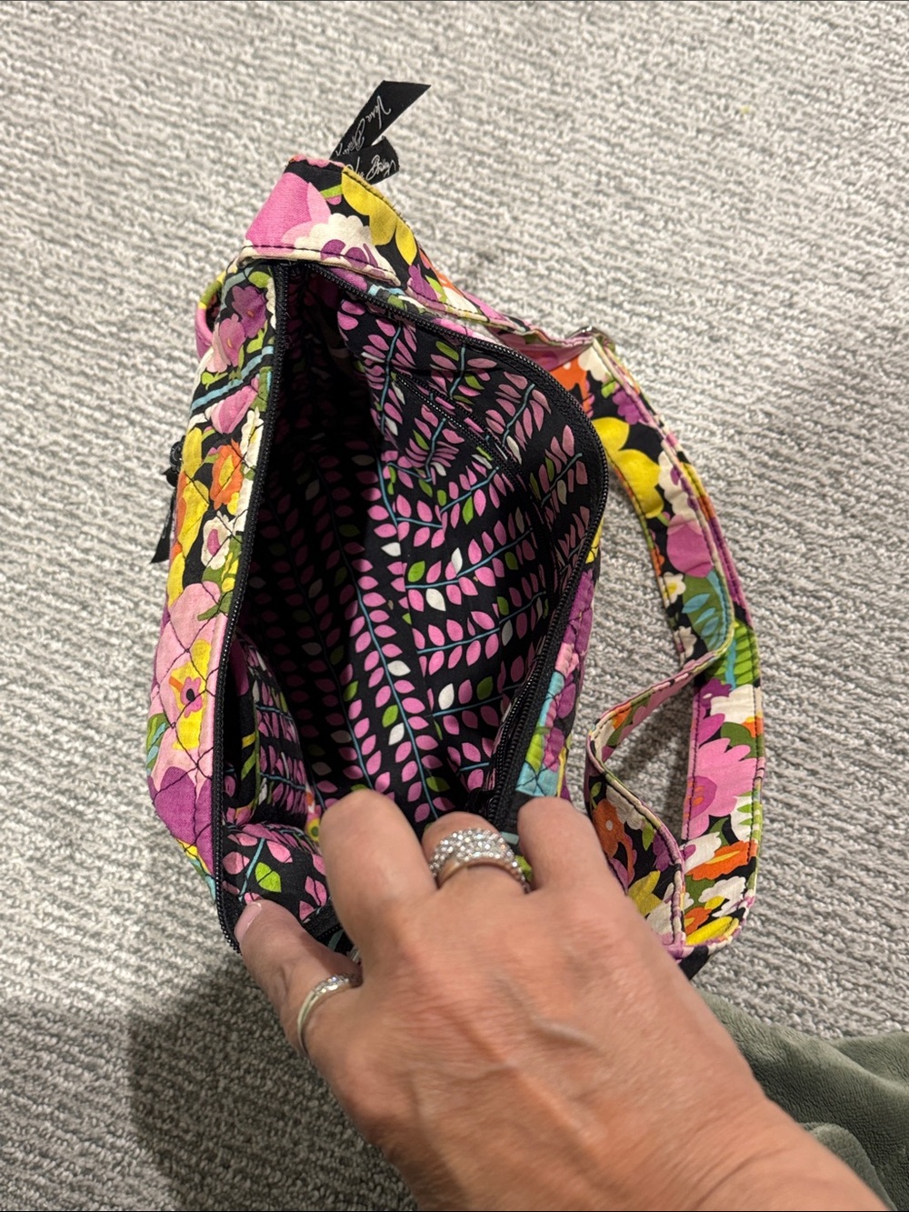Vera Bradley Bright Floral Quilted Crossbody in Purple, Yellow, Green - Picture 3 of 3